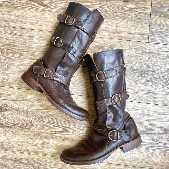 EUC Fiorentini + Baker ETERNITY 7040 Biker Dark Chocolate Brown Leather 39.5 - Picture 8 of 15